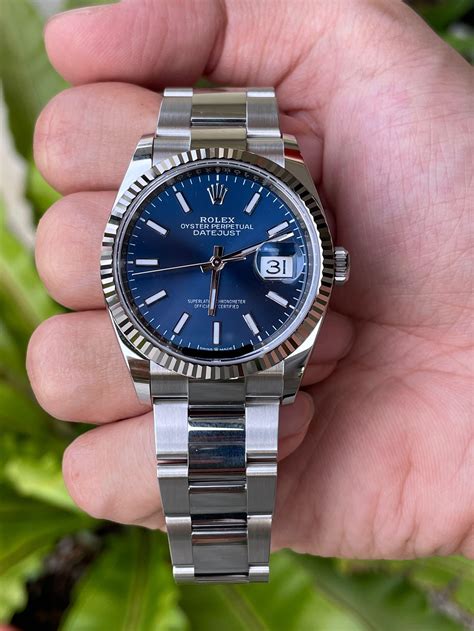 rolex datejust 36mm blue dial review|Rolex 36mm Datejust diamond bezel.